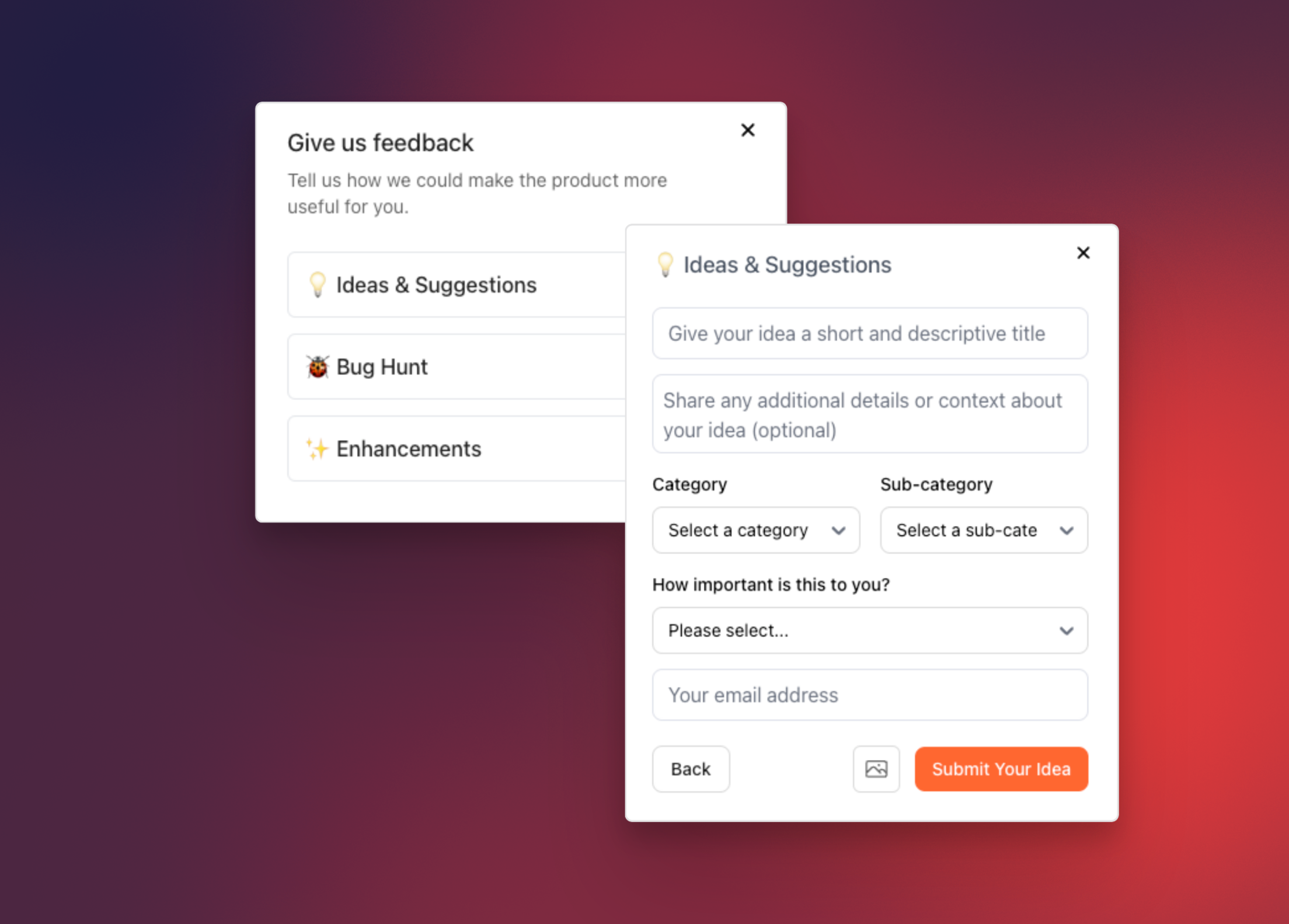 In-app feedback widget